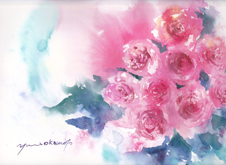 6月10日水彩色えんぴつで描く　バラの花