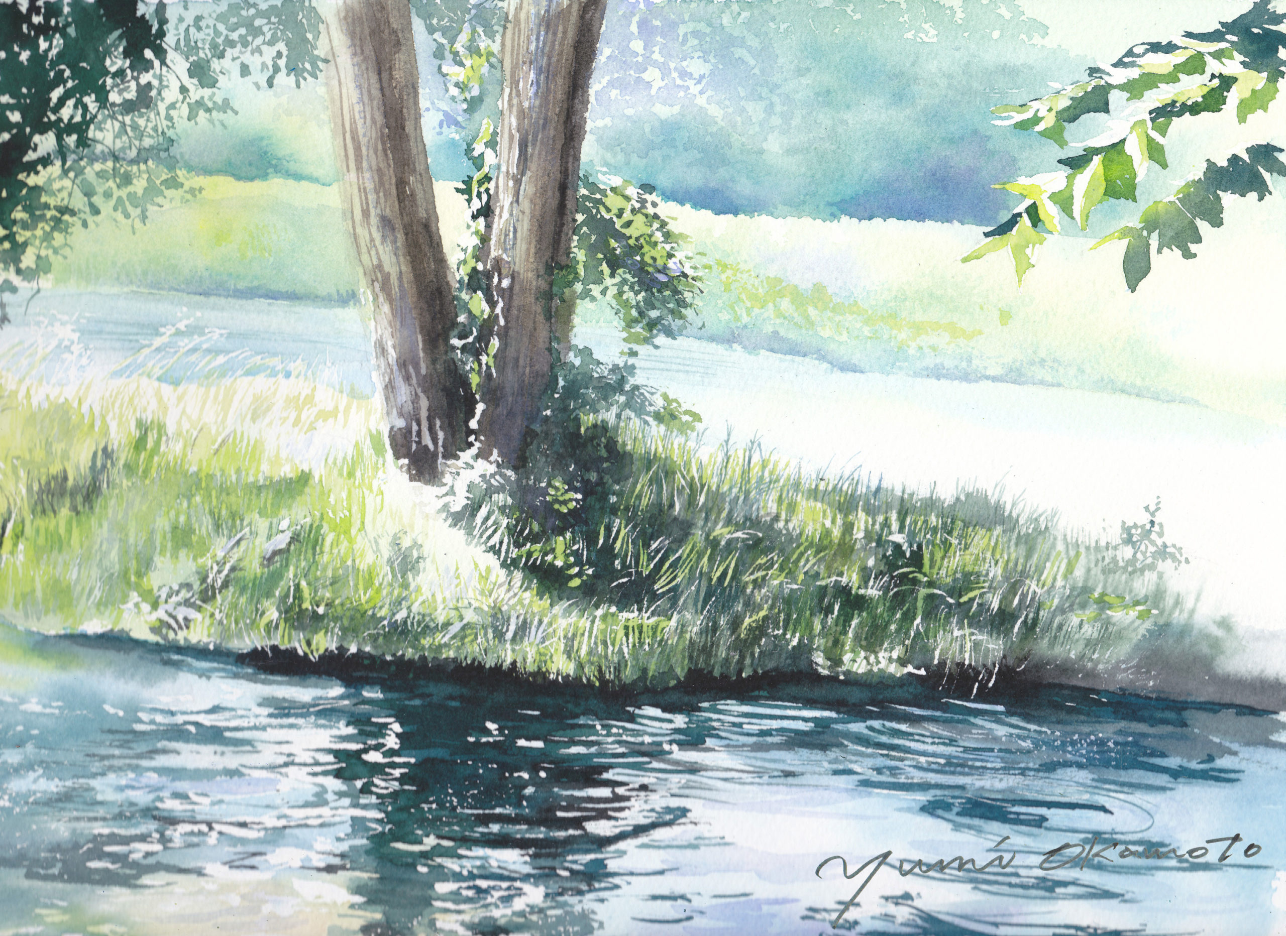 水彩画原画　安曇野清流 ２ ＃628 水彩画原画 安曇野清流 2 ＃628 | iichi 日々の暮らしを心地よく