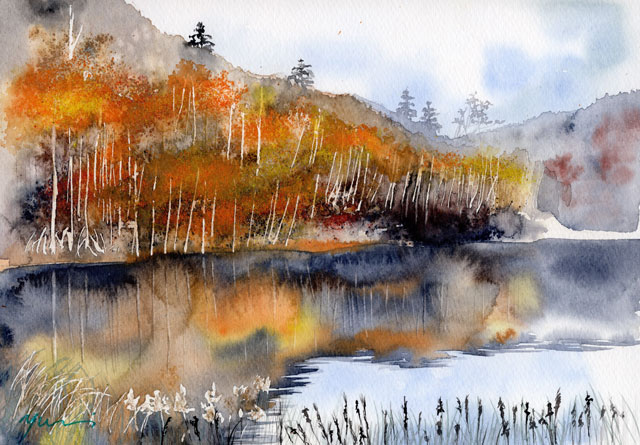 11月水彩色鉛筆 風景画コース「秋深し」