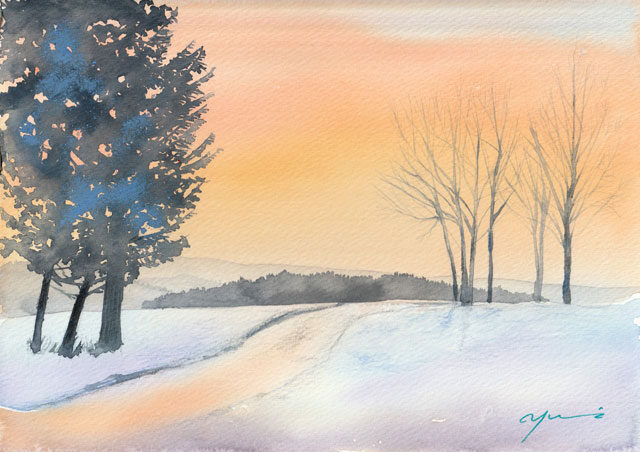 2月水彩色鉛筆 風景画コース「SNOW」
