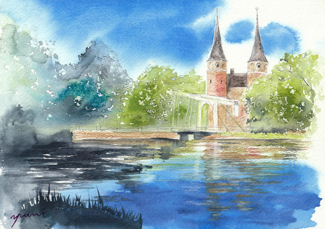 9月水彩色鉛筆 風景画コース「フェルメールの街～デルフト」