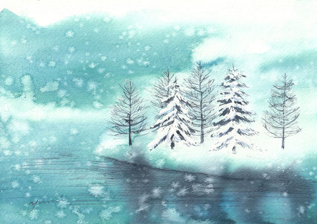 2月水彩色鉛筆教室 風景画コース「静かなとき」
