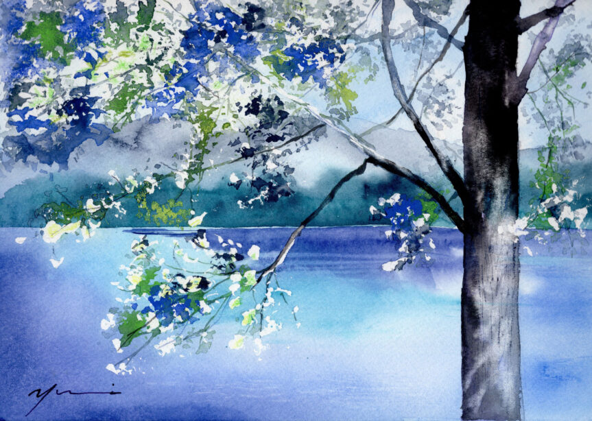 5月水彩色鉛筆 風景画コース「アイプ湖」