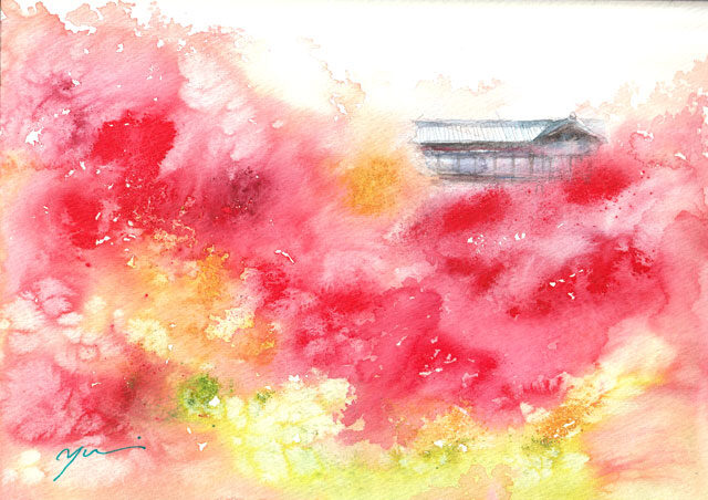 12月水彩色鉛筆教室 風景画コース「紅あふれ」
