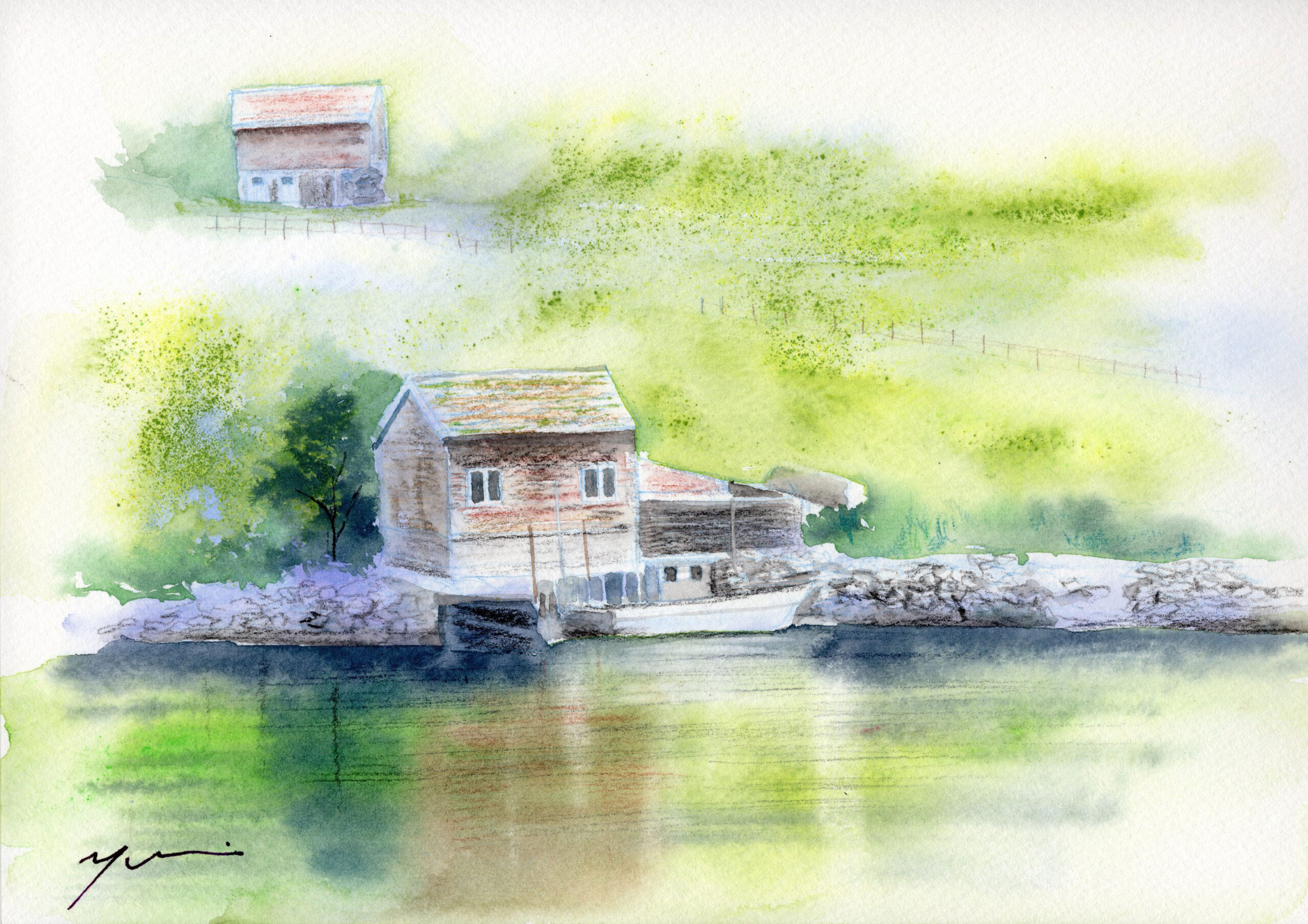 4月水彩色鉛筆 風景画コース「湖畔」 | すい・さい・いろ suisaiiro
