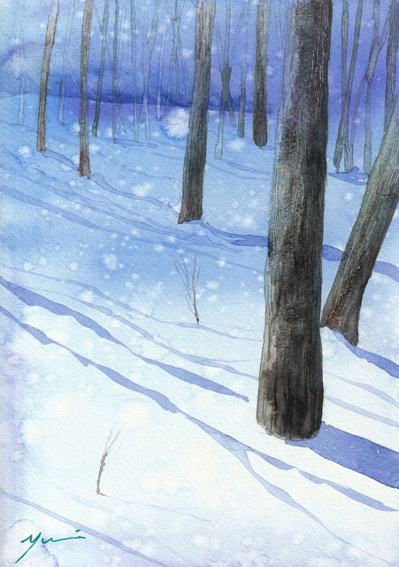 １月水彩色鉛筆 風景画コース「森の中で」