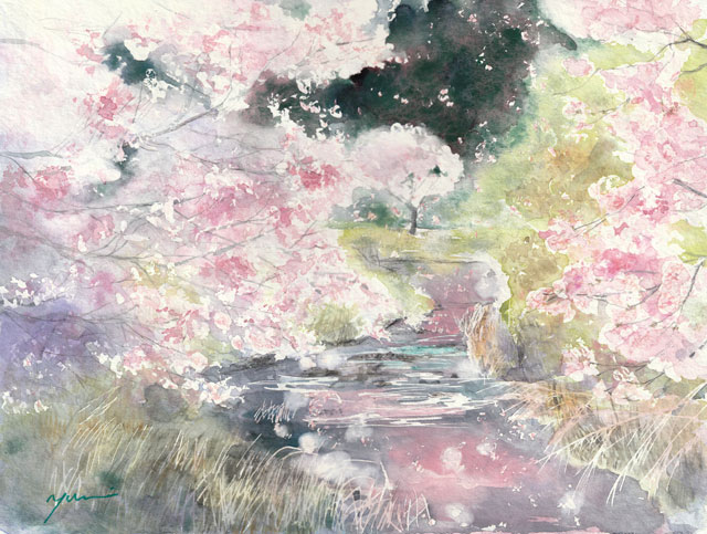 3月　透明水彩「桜園」産経学園