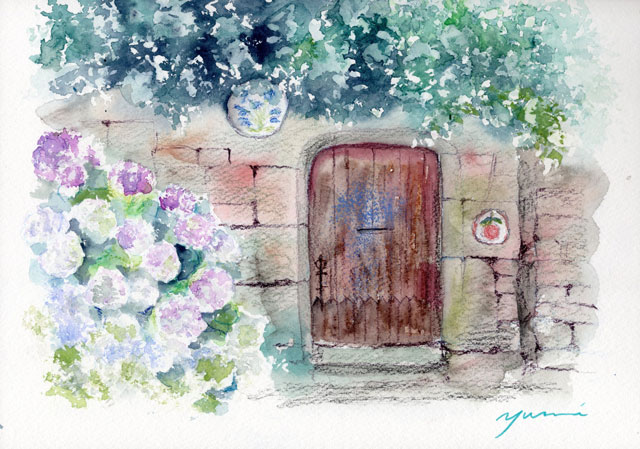 8月水彩色鉛筆 風景画コース「フランスの町並み」
