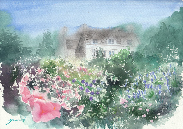 6月水彩色鉛筆 風景画コース「バーンズリー・ガーデン」