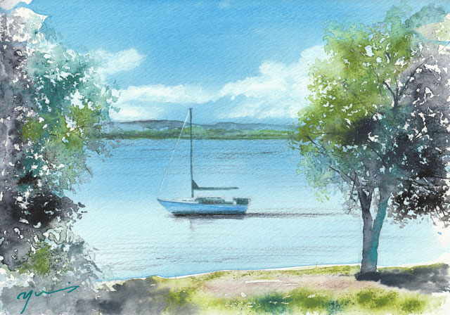 5月水彩色鉛筆 風景画コース「そよ風の中で〜ニュージーランド」