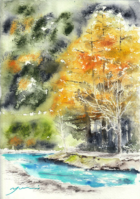10月水彩色鉛筆教室 風景画コース「秋の上高地」