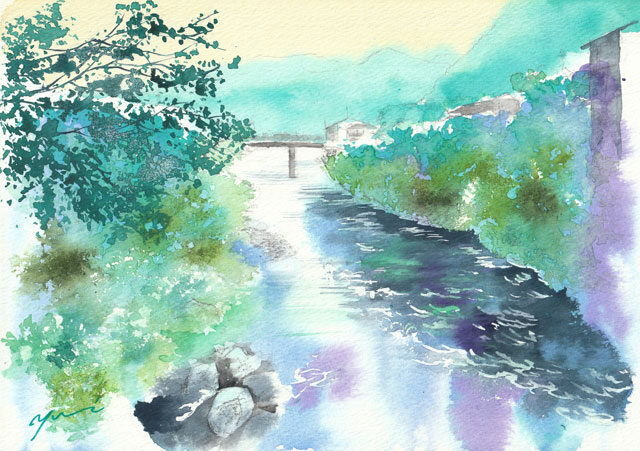 10月水彩色鉛筆 風景画コース「郡上八幡」
