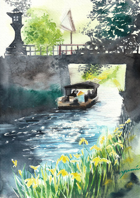 5月水彩色鉛筆教室 風景画コース「黄菖蒲の咲く頃」